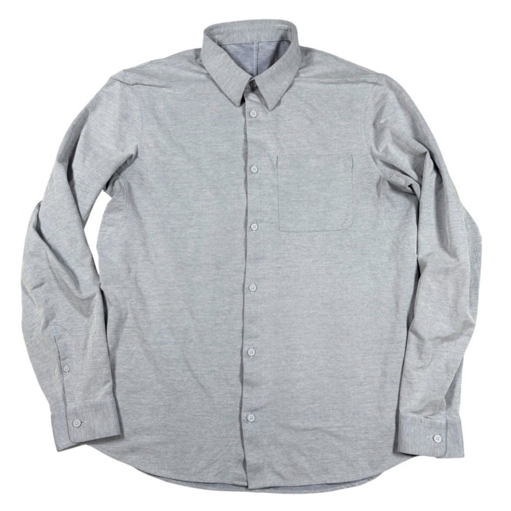 Lululemon Shirt Mens Large Button Up Commission Performance Bluish Gray